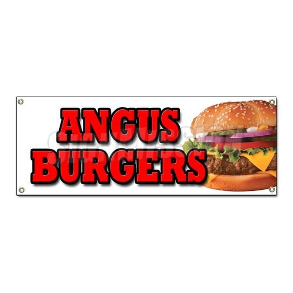 ANGUS BURGERS BANNER SIGN broiled charbroiled cheeseburgers beef usda